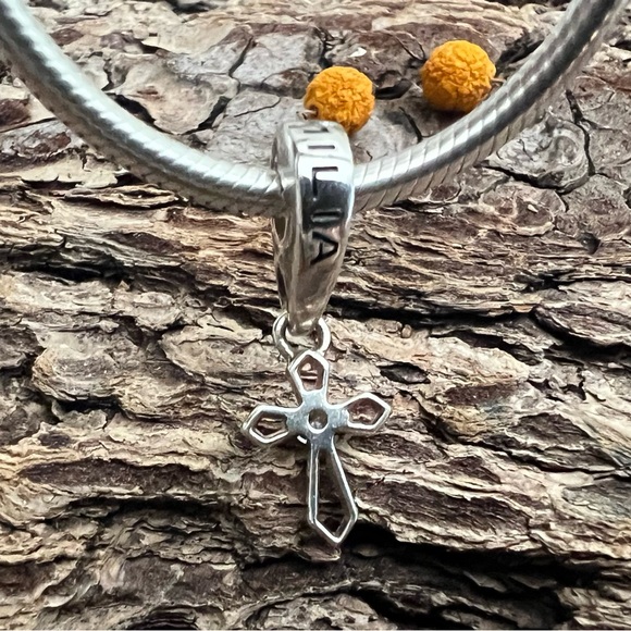 Authentic Chamilia Charm Jeweled Cross Dangle Religious Bead Clear Zirconia - Picture 3 of 7